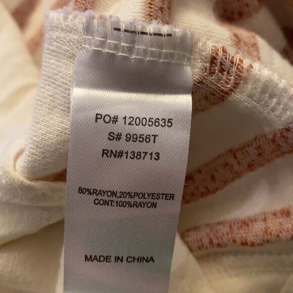 Doe Rae Shirt Womens Large Ivory Orange Striped Lace Boho Boxy Rayon Textured - Picture 10 of 12